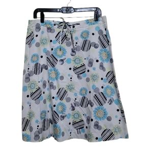 Talbots  Women  White Multicolor A-Line Drawstring Geometric Sz 14